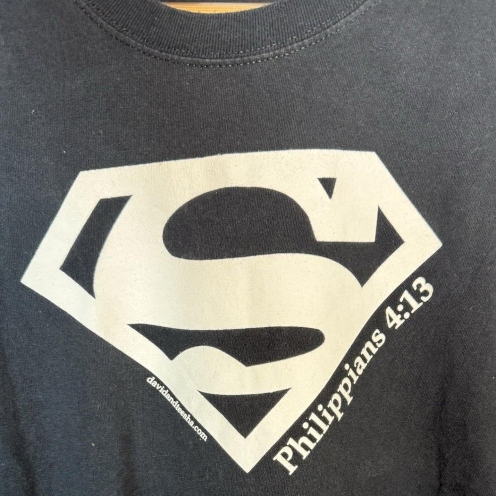 Jesus Religious Graphic T-Shirt Christ Strength Inspiration Superman Retro Sz XL - Picture 3 of 6